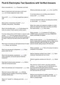 Fluid & Electrolytes Test Questions with Verified Answers