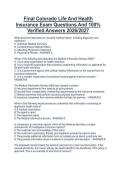 Final Colorado Life And Health Insurance Exam Questions And 100&percnt; Verified Answers 2026&sol;2027