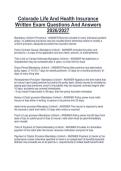 Colorado Life And Health Insurance Written Exam Questions And Answers 2026&sol;2027