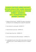 FLORIDA CERTIFIED ARMED SECURITY  OFFICER EXAM STUDY GUIDE 2026&sol;2027  COMPLETE QUESTIONS WITH VERIFIED  CORRECT ANSWERS &vert;&vert;  100&percnt; GUARANTEED PASS  <NEWEST VERSION> 