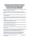 Colorado Life And Health Insurance Complete Exam Questions And Accurate Answers 2026&sol;2027