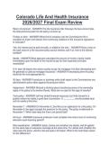 Colorado Life And Health Insurance 2026&sol;2027 Final Exam Review