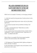 PLATO EDMENTUM US  GOVERNMENT END OF  SEMESTER TEST QUESTIONS AND ANSWERS 2026