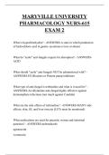 MARYVILLE UNIVERSITY  PHARMACOLOGY NURS-615  EXAM 2 QUESTIONS AND ANSWERS 2026