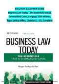 Solution & Answer Guide &ndash; Business Law Today&colon; The Essentials Text & Summarized Cases &lpar;13th Edition&rpar; Miller &vert; Chapters 1&ndash;25 Covered &vert; Complete Solutions &vert; Latest Edition