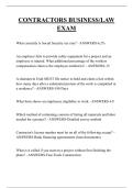 CONTRACTORS BUSINESS&sol;LAW  EXAM QUESTIONS AND ANSWERS 2026