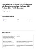 Virginia Contractor Practice Exam Questions with Correct Answers Pass the Exam&comma; 100&percnt; Verified &lpar;2026 &sol; 2027&rpar; Graded A&plus;