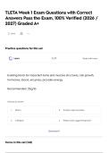 TLETA Week 1 Exam Questions with Correct Answers Pass the Exam&comma; 100&percnt; Verified &lpar;2026 &sol; 2027&rpar; Graded A&plus;