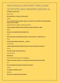 NIGHTINGALE ANATOMY FINAL EXAM  QUESTIONS AND ANSWERS GRADED A&plus;