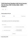 TLETA Final Exam Questions with Correct Answers Pass the Exam&comma; 100&percnt; Verified &lpar;2026 &sol; 2027&rpar; Graded A&plus;