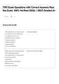 TIPS Exam Questions with Correct Answers Pass the Exam&comma; 100&percnt; Verified &lpar;2026 &sol; 2027&rpar; Graded A&plus;