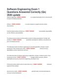 Software Engineering Exam 1 Questions Answered Correctly &lpar;Qs&rpar; 2026 update
