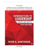 TEST BANK FOR INTRODUCTION TO LEADERSHIP CONCEPTS AND PRACTICE 6TH EDITION BY PETER G&period; NORTHOUSE