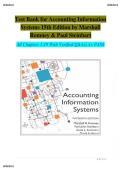 Test Bank with Verified Answers &ndash; Accounting Information Systems &lpar;15th Edition&rpar; Romney & Steinbart &vert; All Chapters 1&ndash;19 Covered &vert; Rated A&plus; &vert; Latest Edition &vert; Accounting Exam-Ready