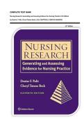 COMPLETE TEST BANK Nursing Research&colon; Generating and Assessing Evidence for Nursing Practice 11th Edition by Denise F&period; Polit&comma; Cheryl Tatano Beck &vert;&vert;ALL CHAPTERS&vert;&vert; VERIFIED ANSWERS
