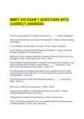 MMET 402 EXAM 1 QUESTIONS WITH CORRECT ANSWERS