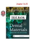Dental Materials&colon; Foundations and Applications 11th Edition &lpar;PDF&rpar; &ndash; John M&period; Powers &ndash; Test Bank &lpar;Chapters 1&ndash;15&rpar;
