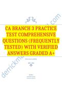 CA Branch 3 Practice Test Comprehensive Questions &lpar;Frequently Tested&rpar; with Verified Answers Graded A&plus;