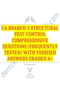 CA BRANCH 3 Structural Pest Control Comprehensive Questions &lpar;Frequently Tested&rpar; with Verified Answers Graded A&plus;