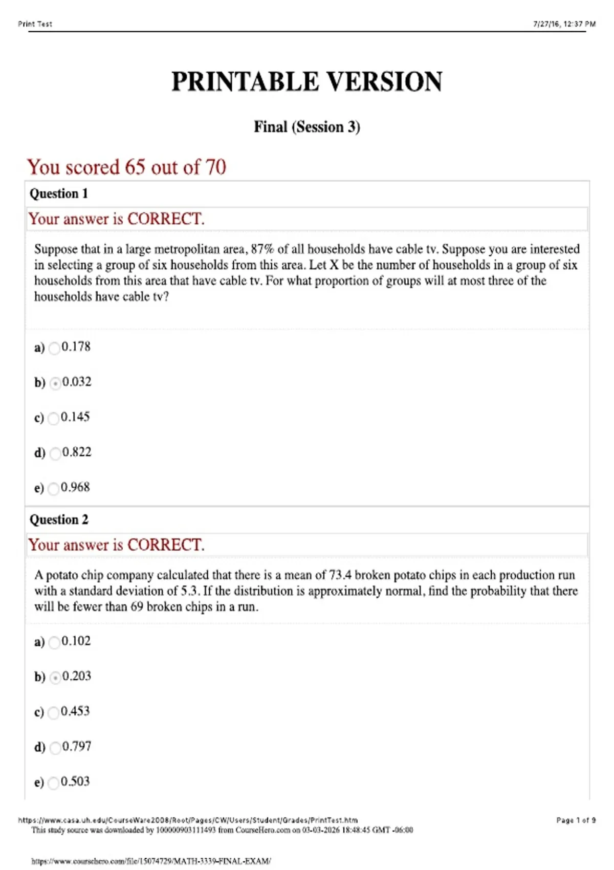 MATH 3339 FINAL EXAM | Questions and answers | Newest RATED A+ | 2026 ...
