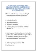 BLOOD BANK - SEROLOGIC AND MOLECULAR TESTING QUESTIONS AND ANSWERS WITH  CORRECT SOLUTIONS UPDATED VERSION