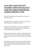 NR 451 WEEK 3 HEALTHCARE POLICY ASSIGNMENT CERTIFICATION EVALUATION EXAMS 2026 COMPLETE QUESTIONS AND ANSWERS GUARANTEED TO PASS