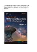 Test bank for A First Course in Differential Equations with Modeling Applications 12th Edition with test questions and answers graded A&plus;