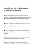 NRCME STUDY SHEET 2026 COMPLETE QUESTIONS AND ANSWERS