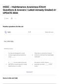 MSSC - Maintenance Awareness EXAM Questions & Answers &vert; Latest Already Graded A&plus; UPDATE 2026