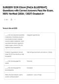 SURGERY EOR EXAM &lbrack;PAEA BLUEPRINT&rsqb; Questions with Correct Answers Pass the Exam&comma; 100&percnt; Verified &lpar;2026 &sol; 2027&rpar; Graded A&plus;