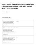 South Carolina Funeral Law Exam Questions with Correct Answers Pass the Exam&comma; 100&percnt; Verified &lpar;2026 &sol; 2027&rpar; Graded A&plus;