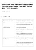 Security Blue Team Level 1 Exam Questions with Correct Answers Pass the Exam&comma; 100&percnt; Verified &lpar;2026 &sol; 2027&rpar; Graded A&plus;
