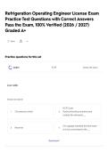 Refrigeration Operating Engineer License Exam Practice Test Questions with Correct Answers Pass the Exam&comma; 100&percnt; Verified &lpar;2026 &sol; 2027&rpar; Graded A&plus;