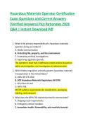 Hazardous Materials Operator Certification  Exam Questions and Correct Answers  &lpar;Verified Answers&rpar; Plus Rationales 2026  Q&A &vert; Instant Download Pdf 