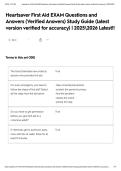 Heartsaver First Aid EXAM Questions and Answers &lpar;Verified Answers&rpar; Study Guide &lpar;latest version verified for accuracy&rpar; &vert; 20252026 Latest&excl;&excl;