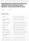 HESI Radiography Exam Questions and Answers 2026&lpar;latest version verified for accuracy&rpar; &lpar;Questions &plus; Answers&rpar; Solved 100&percnt; Correct&excl;&excl;