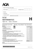 2025 AQA GCSE Mathematics paper 2H &lpar;8300&sol;2H&rpar; June 2025 Question paper