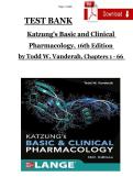 TEST BANK  Katzung's Basic and Clinical   Pharmacology&comma; 16th Edition   by Todd W&period; Vanderah&comma; Chapters 1 - 66 