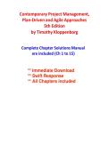 Contemporary Project Management&colon; Plan-Driven and Agile Approaches&comma; 5th Edition by Timothy Kloppenborg - Complete Solution & Answer Guide