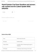 World Scholars Cup Exam Questions and answers with verified Answers &lpar;Latest Update 2026&rpar; UPDATE&excl;&excl;