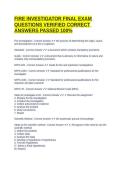 FIRE INVESTIGATOR FINAL EXAM QUESTIONS VERIFIED CORRECT ANSWERS PASSED 100&percnt;
