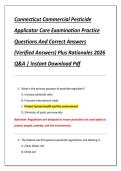 Compilation Bundle for Connecticut Commercial Pesticide Applicator Core &lpar;Supervisor&rpar; Exams Practice Questions And Correct Answers &lpar;Verified Answers&rpar; Plus Rationales 2026 Q&A &vert; Instant Download Pdf