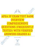 APEA 3P Exam Test Bank Overview Comprehensive Questions &lpar;Frequently Tested&rpar; with Verified Answers Graded A&plus;