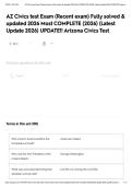 AZ Civics test Exam &lpar;Recent exam&rpar; Fully solved & updated 2026 Most COMPLETE &lpar;2026&rpar; &lpar;Latest Update 2026&rpar; UPDATE&excl;&excl; Arizona Civics Test