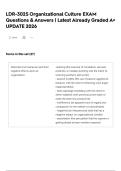 LDR-302S Organizational Culture EXAM Questions & Answers &vert; Latest Already Graded A&plus; UPDATE 2026