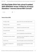 NYS Real Estate EXAM fully solved & updated 2025-2026&lpar;latest version verified for accuracy&rpar; &lpar;Questions &plus; Answers&rpar; Solved 100&percnt; Correct&excl;&excl;