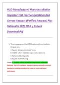 HUD Manufactured Home Installation  Inspector Test Practice Questions And  Correct Answers &lpar;Verified Answers&rpar; Plus  Rationales 2026 Q&A &vert; Instant  Download Pdf 