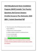 HUD Manufactured Home Installation  Program &lpar;MHIP&rpar; Installer Test Practice  Questions And Correct Answers  &lpar;Verified Answers&rpar; Plus Rationales 2026  Q&A &vert; Instant Download Pdf 