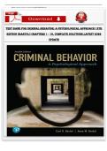 Test Bank for Criminal Behavior&colon; A Psychological Approach&comma; 11th Edition by Curt R&period; Bartol & Anne M&period; Bartol &vert; All Chapters &vert; Verified Q&A &vert; Complete Guide
