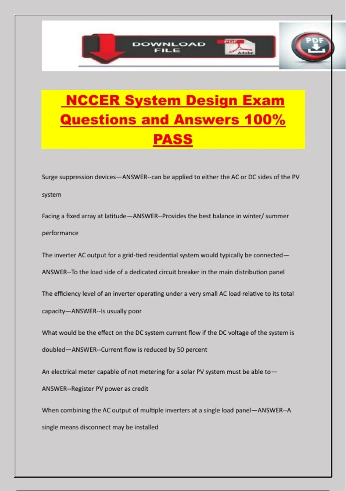Nccer Course Layout NCCER System Design Exam Questions and Answers 100% PASS - NCCER ...